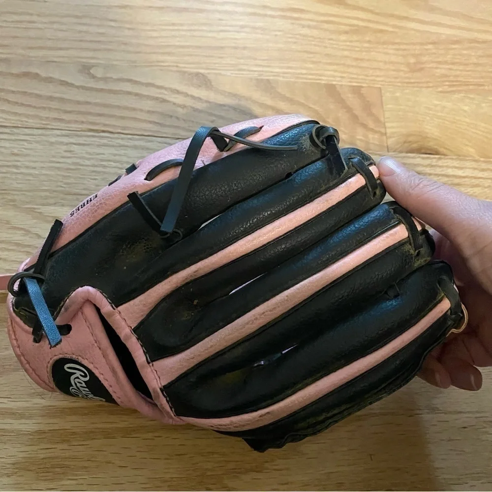 Rawlings Right Handed Throwing Glove Pink Kids Girls Basket Web 9” PL90PB